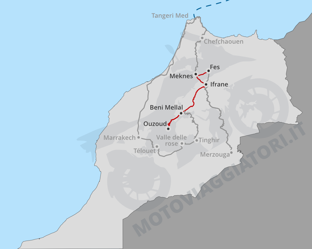 Percorso Marocco cascate Ouzoud città imperiali